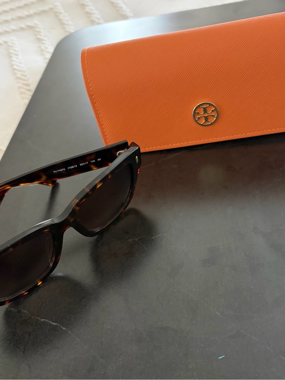 Tory Burch Orange Case with Tortoiseshell Sunglasses